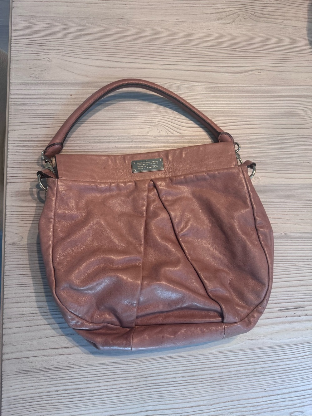 Marc Jacobs Soft Leather Hobo Shoulder Bag - Dusty Rose